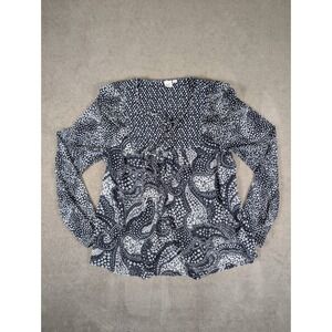 GAP Womens Sheer Top Size Small Navy and White‎ Paisley